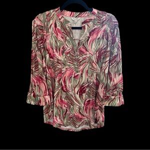 NWT Coral Bay Women's Pink and Green Patterned Top